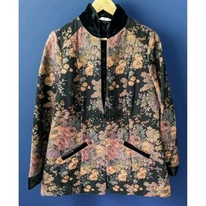 Soft Surroundings Westbury Garden Gold Metallic Thread Jacquard Jacket Blazer Lg